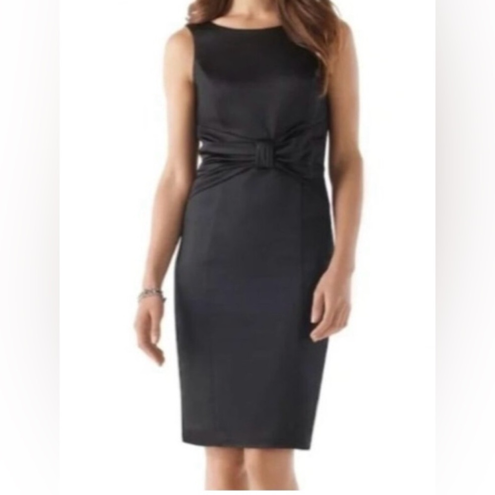 White House Black Market | Elegant Black Satin Sleeveless Dress Sz 2 EUC